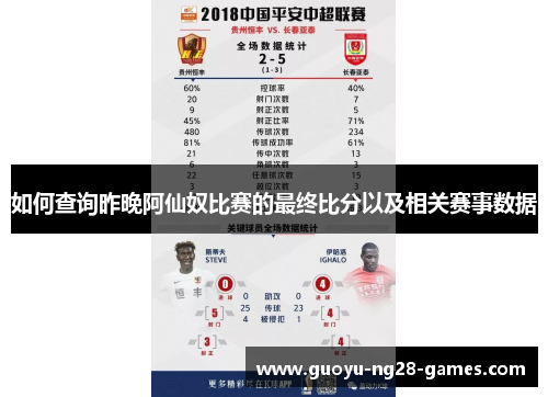 如何查询昨晚阿仙奴比赛的最终比分以及相关赛事数据